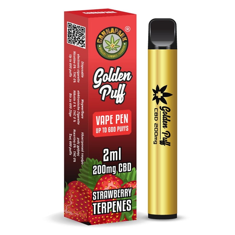 GOLDEN PUFF STRAWBERRY 200mg CBD 2ml GOLDEN PUFF STRAWBERRY 200mg CBD 2ml